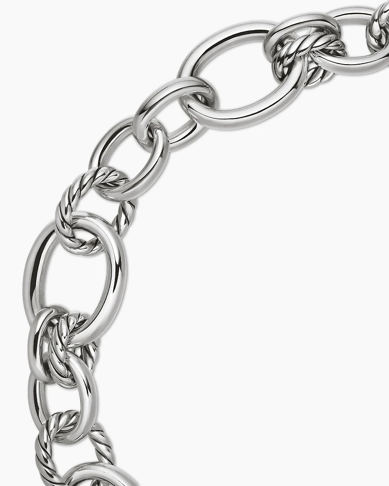 DY Mercer® Chain Necklace in Sterling Silver with Diamonds, 25mm