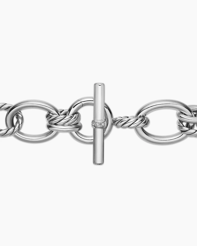 DY Mercer® Chain Necklace in Sterling Silver with Diamonds, 25mm