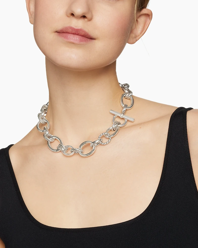 DY Mercer® Chain Necklace in Sterling Silver with Diamonds, 25mm