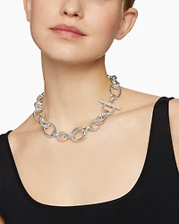 DY Mercer® Chain Necklace in Sterling Silver with Diamonds, 25mm
