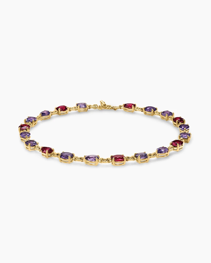 Marbella Toggle Necklace 18K Yellow Gold with Amethyst and Rhodolite Garnet