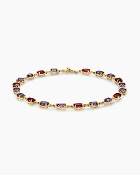 Marbella Toggle Necklace 18K Yellow Gold with Amethyst and Rhodolite Garnet