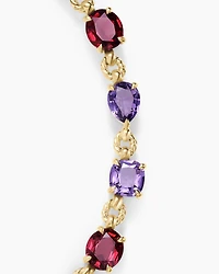Marbella Toggle Necklace 18K Yellow Gold with Amethyst and Rhodolite Garnet