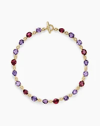 Marbella Toggle Necklace 18K Yellow Gold with Amethyst and Rhodolite Garnet