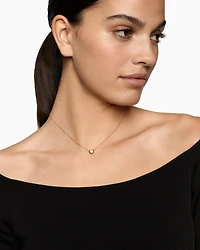 Puffy Heart Pendant Necklace in 18K Yellow Gold with Diamonds, 7.8mm