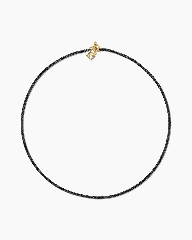 DY Bael Aire Colour Box Chain Necklace in Black Acrylic with 14K Yellow Gold, 2.7mm