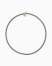 DY Bael Aire Colour Box Chain Necklace in Black Acrylic with 14K Yellow Gold, 2.7mm