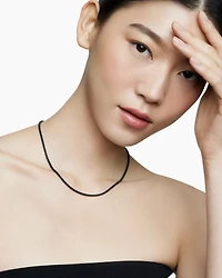 DY Bael Aire Colour Box Chain Necklace in Black Acrylic with 14K Yellow Gold, 2.7mm