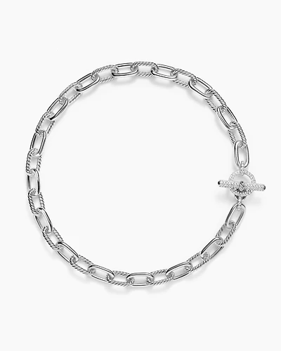 DY Madison® Toggle Chain Necklace in Sterling Silver with Diamonds 11mm