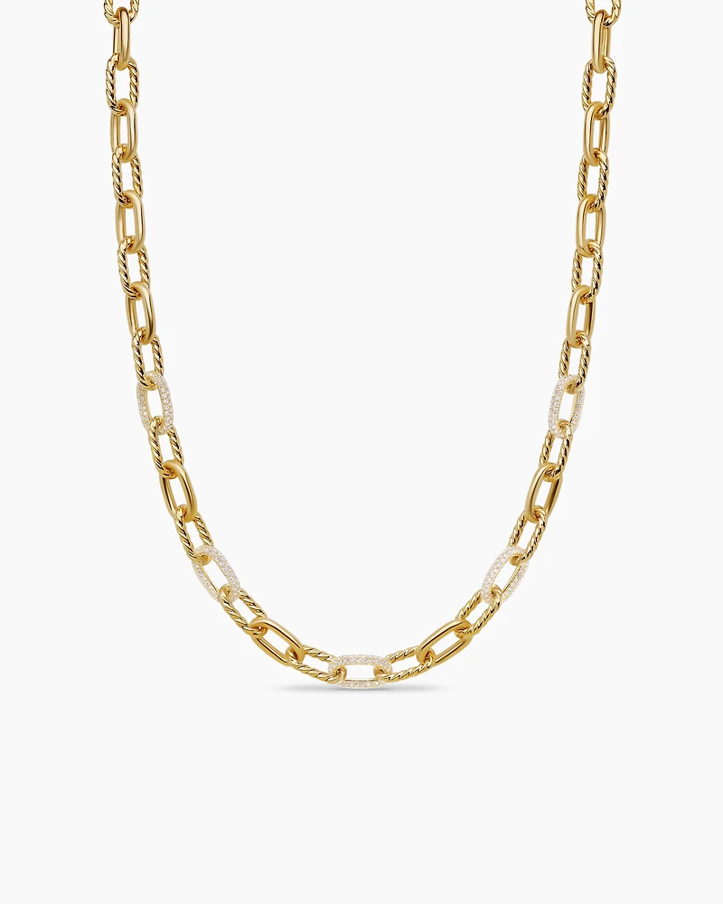 DY Madison® Chain Necklace in 18K Yellow Gold with Diamonds, 8.5mm