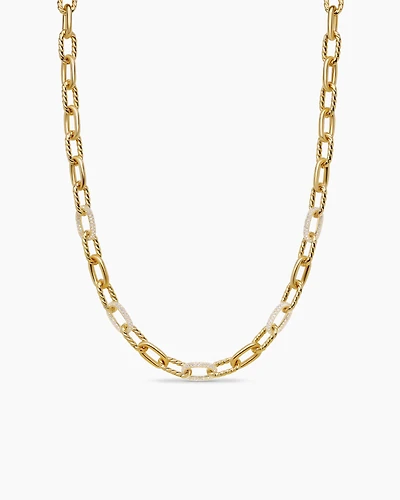 DY Madison® Chain Necklace in 18K Yellow Gold with Diamonds, 8.5mm