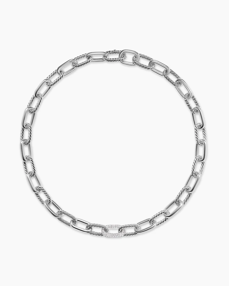 DY Madison® Chain Necklace in Sterling Silver with Diamonds, 11mm