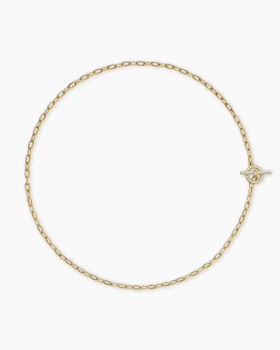 DY Madison® Pavé Diamond Toggle Chain Necklace 18K Yellow Gold, 3mm