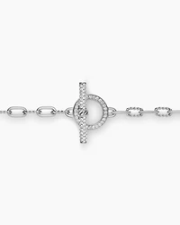 DY Madison® Pavé Diamond Toggle Chain Necklace Sterling Silver, 3mm