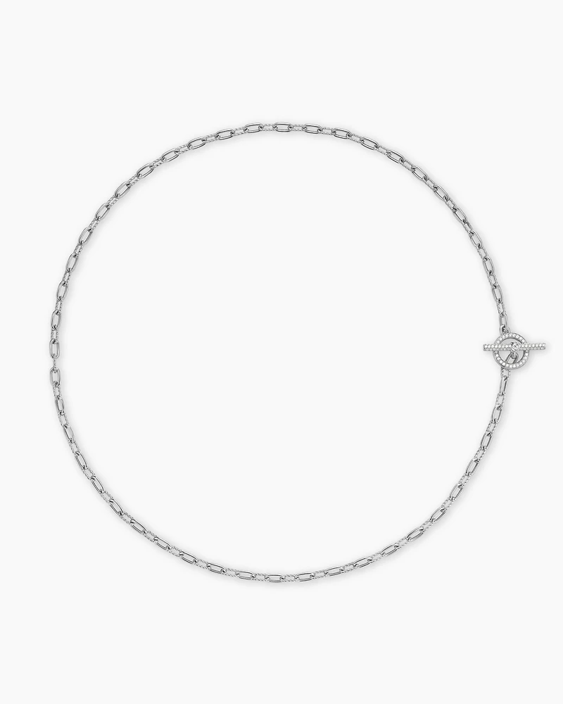 DY Madison® Pavé Diamond Toggle Chain Necklace Sterling Silver, 3mm