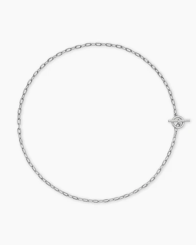 DY Madison® Pavé Diamond Toggle Chain Necklace Sterling Silver, 3mm