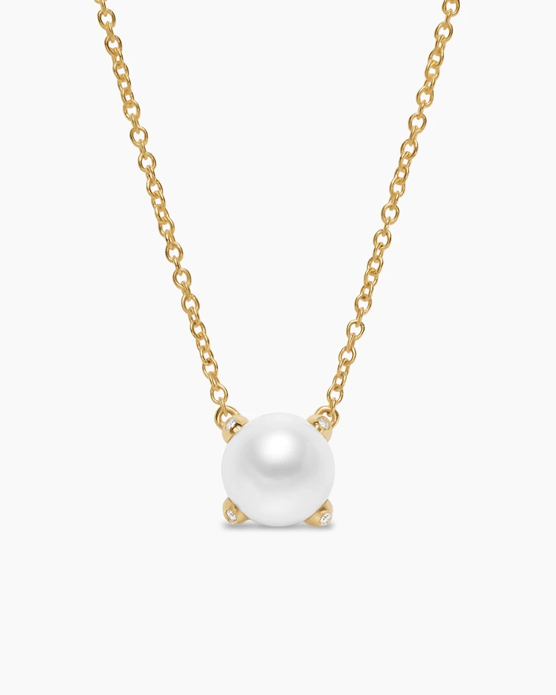 Pearl Classics Necklace in 18K Yellow Gold with Diamonds, 6.5mm