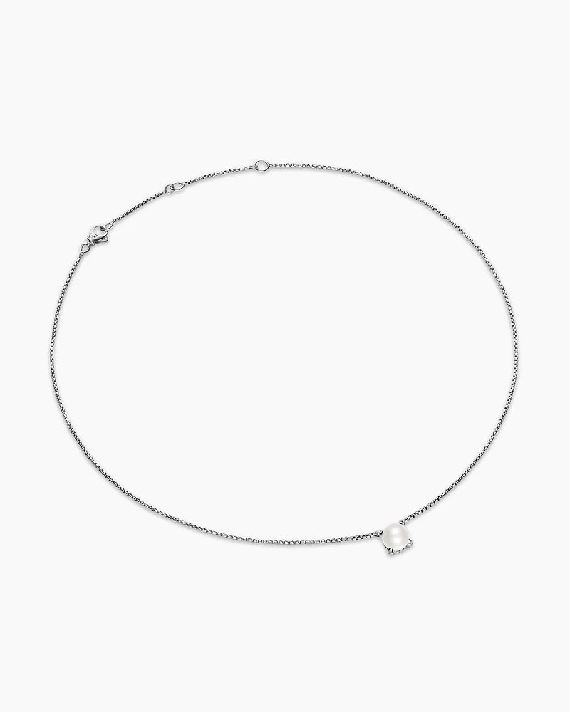 Pearl Classics Necklace in Sterling Silver with Diamonds, 6.5mm