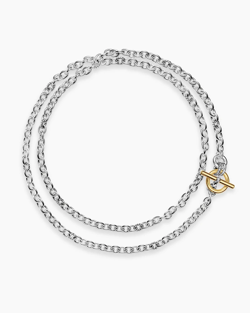 DY Mercer® Double Row Toggle Chain Necklace in Sterling Silver with 18K Yellow Gold and Diamonds, 8mm