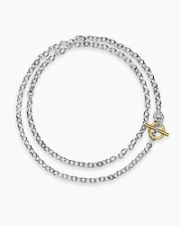 DY Mercer® Double Row Toggle Chain Necklace in Sterling Silver with 18K Yellow Gold and Diamonds, 8mm