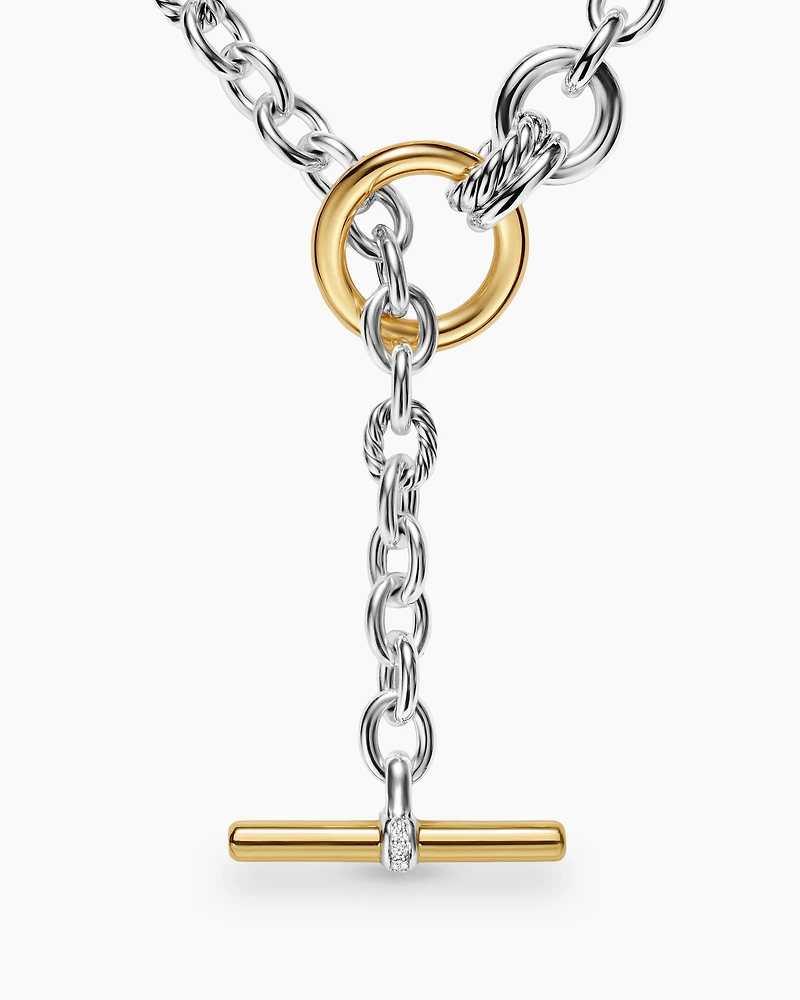 DY Mercer® Double Row Toggle Chain Necklace in Sterling Silver with 18K Yellow Gold and Diamonds, 8mm