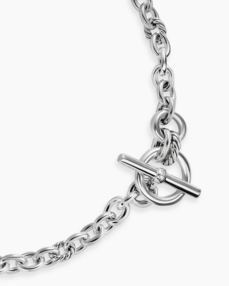 DY Mercer® Toggle Chain Necklace in Sterling Silver with Diamonds, 8mm