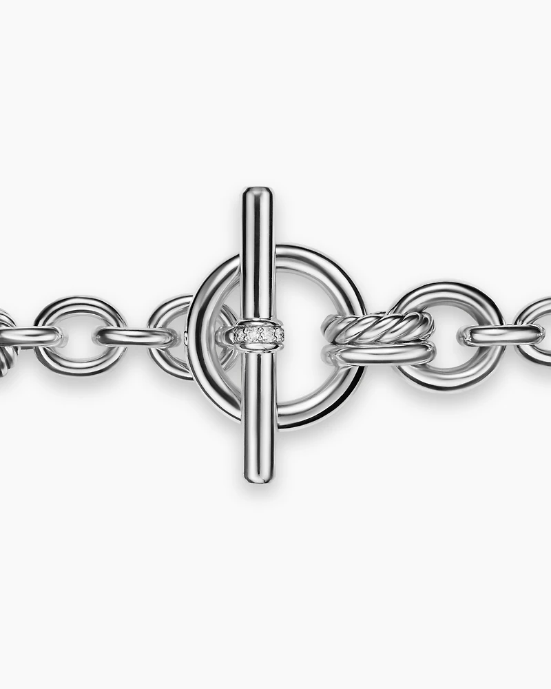 DY Mercer® Toggle Chain Necklace in Sterling Silver with Diamonds, 8mm