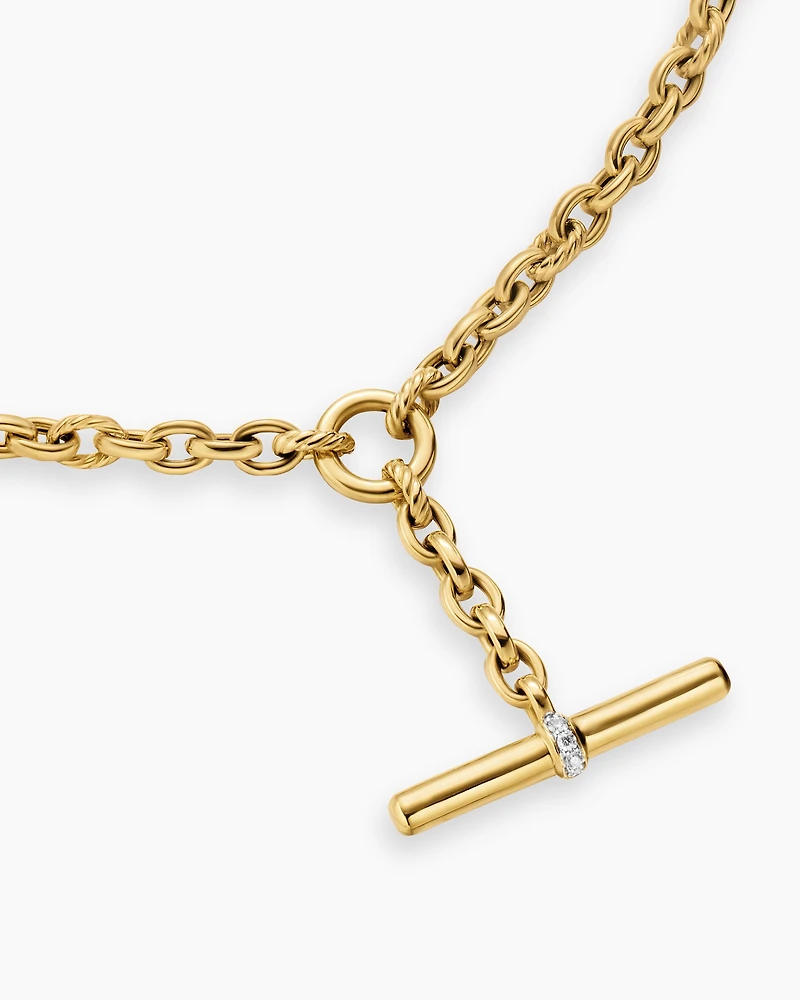 DY Mercer® Petite Toggle Chain Necklace 18K Yellow Gold with Diamonds, 4.5mm