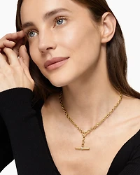 DY Mercer® Petite Toggle Chain Necklace 18K Yellow Gold with Diamonds, 4.5mm