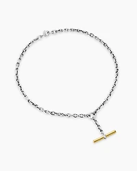 DY Mercer® Petite Toggle Chain Necklace Sterling Silver with 18K Yellow Gold and Diamonds, 4.5mm
