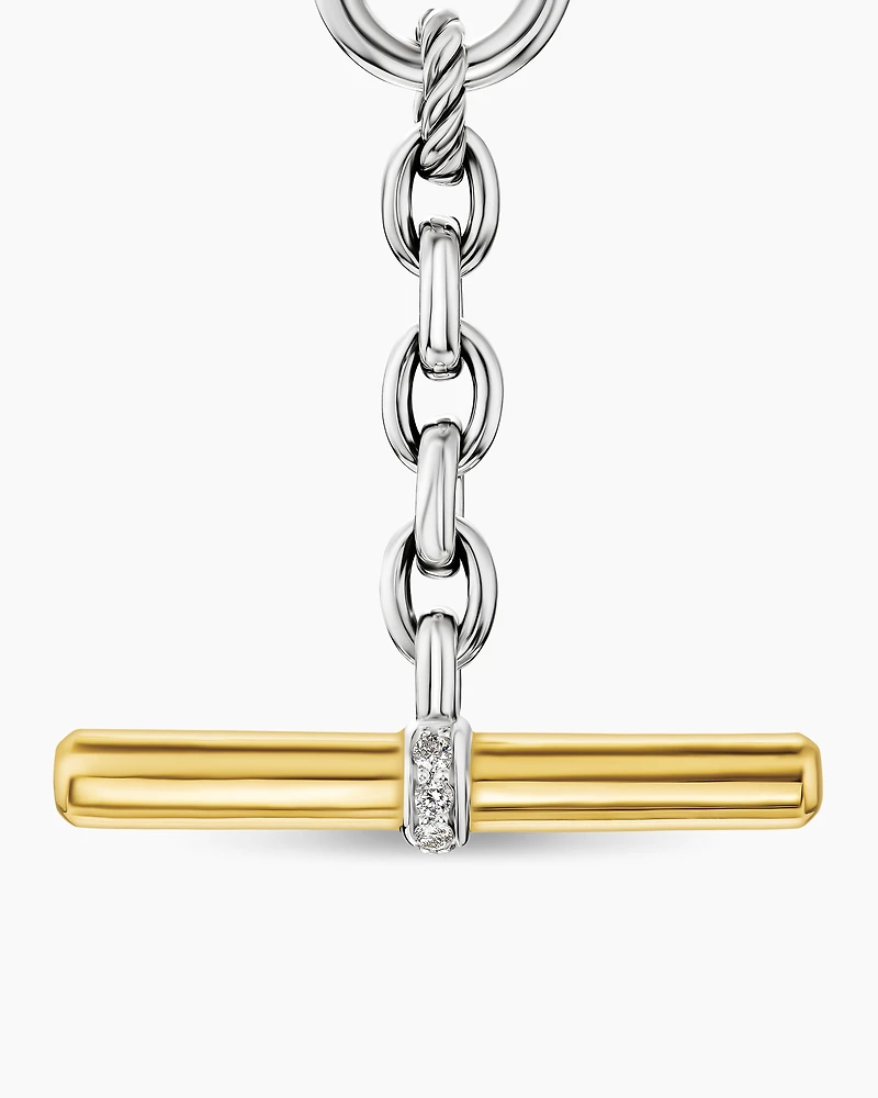 DY Mercer® Petite Toggle Chain Necklace Sterling Silver with 18K Yellow Gold and Diamonds, 4.5mm