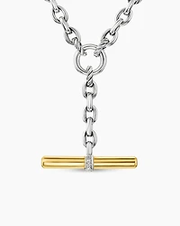DY Mercer® Petite Toggle Chain Necklace Sterling Silver with 18K Yellow Gold and Diamonds, 4.5mm