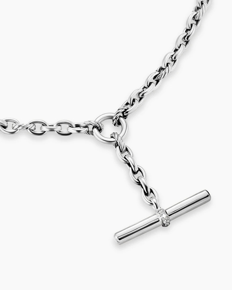 DY Mercer® Petite Toggle Chain Necklace Sterling Silver with Diamonds, 4.5mm