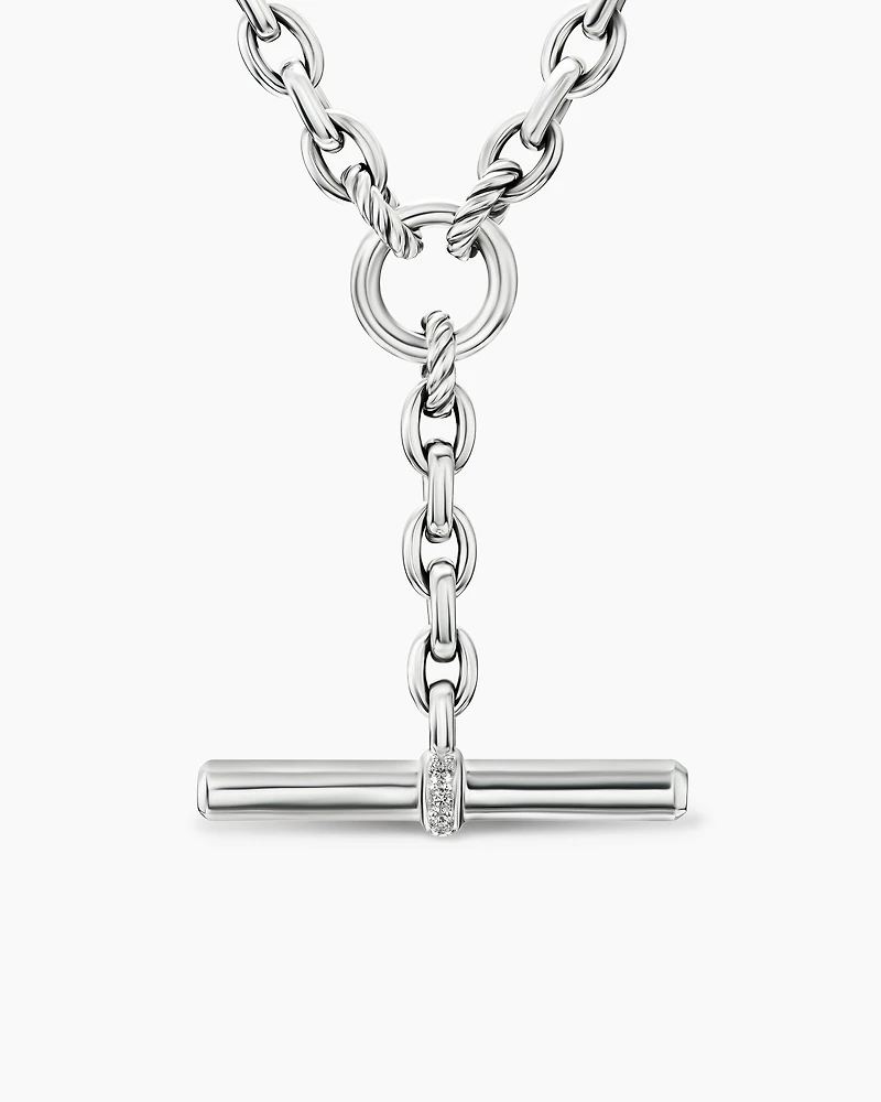 DY Mercer® Petite Toggle Chain Necklace Sterling Silver with Diamonds, 4.5mm