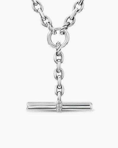 DY Mercer® Petite Toggle Chain Necklace Sterling Silver with Diamonds, 4.5mm