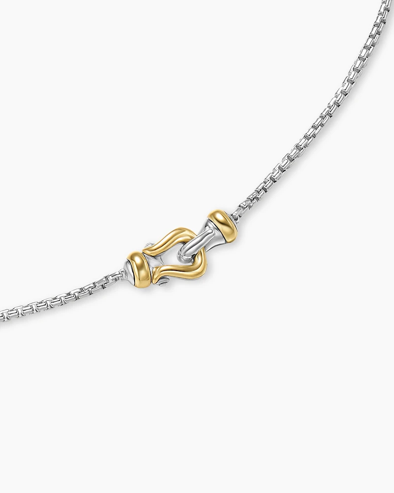 Petite Buckle Necklace in Sterling Silver with 14K Yellow Gold, 16.2mm
