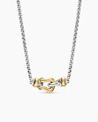 Petite Buckle Necklace in Sterling Silver with 14K Yellow Gold, 16.2mm