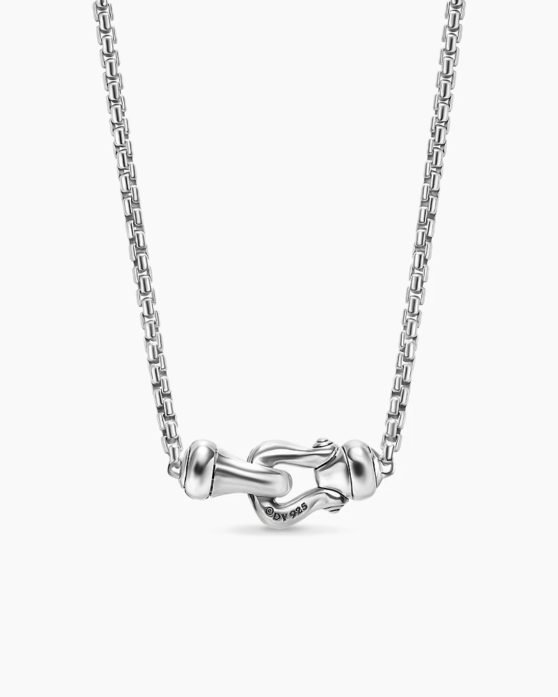 Petite Buckle Necklace in Sterling Silver with Diamonds, 16.2mm