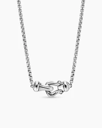 Petite Buckle Necklace in Sterling Silver with Diamonds, 16.2mm