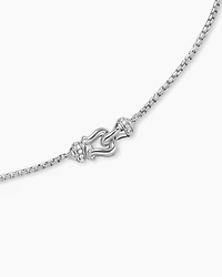 Petite Buckle Necklace in Sterling Silver with Diamonds, 16.2mm