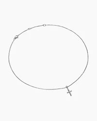 Cable Cross Pendant Necklace in Sterling Silver, 17.5mm
