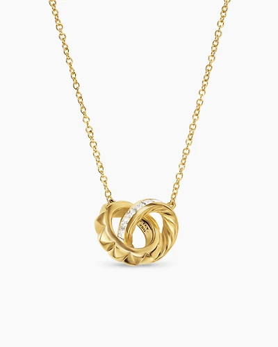 Crossover Trio Chain Necklace in 18K Yellow Gold with Diamonds, 18.5mm