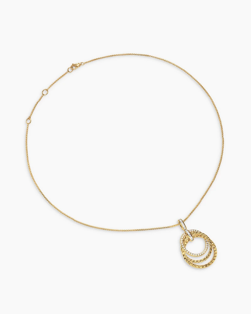 Crossover Trio Pendant Necklace in 18K Yellow Gold with Diamonds