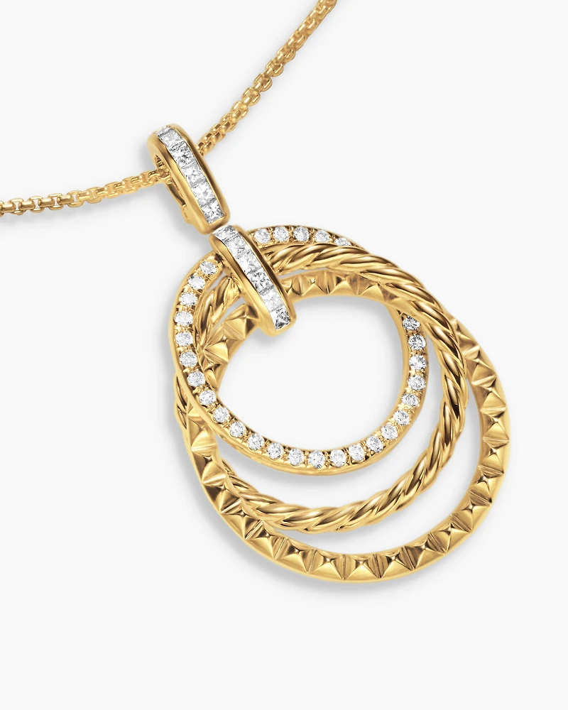 Crossover Trio Pendant Necklace in 18K Yellow Gold with Diamonds