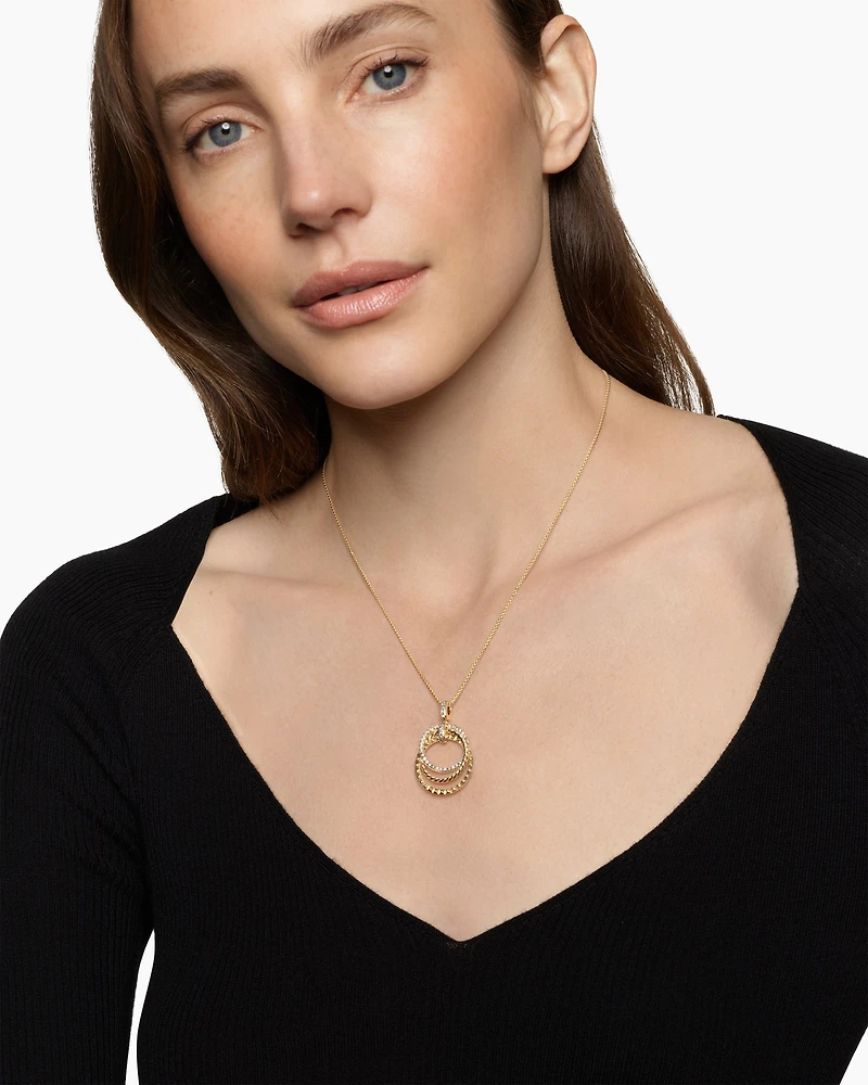 Crossover Trio Pendant Necklace in 18K Yellow Gold with Diamonds