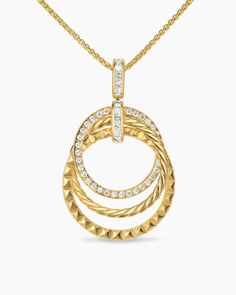 Crossover Trio Pendant Necklace in 18K Yellow Gold with Diamonds