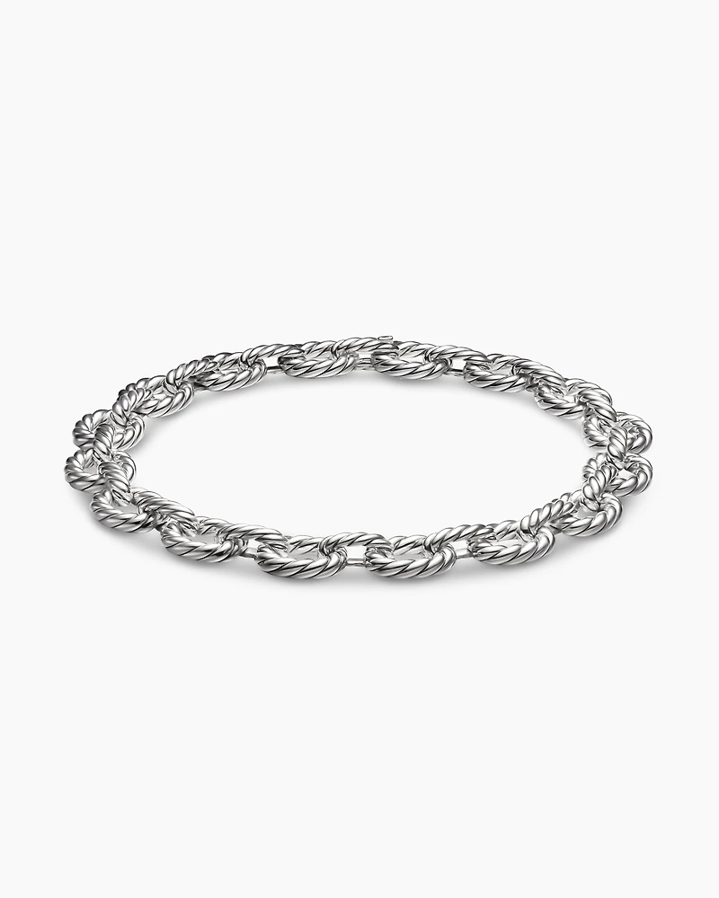 Sculpted Cable Oval Link Necklace Sterling Silver, 18mm