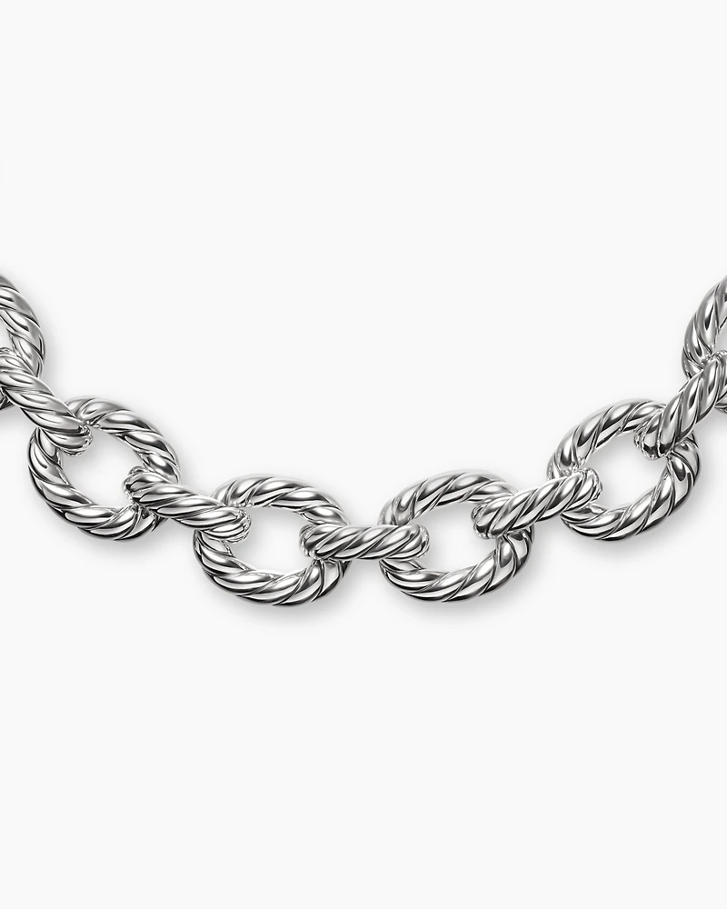 Sculpted Cable Oval Link Necklace Sterling Silver, 18mm