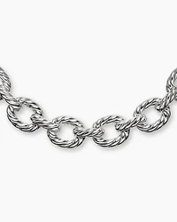Sculpted Cable Oval Link Necklace Sterling Silver, 18mm