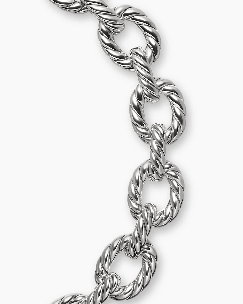 Sculpted Cable Oval Link Necklace Sterling Silver, 18mm